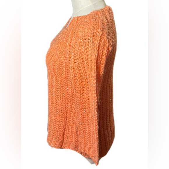 Anthropologie KNITTED & KNOTTED Sunstitch Pullover Sweater Peach XS EUC - Picture 7 of 13